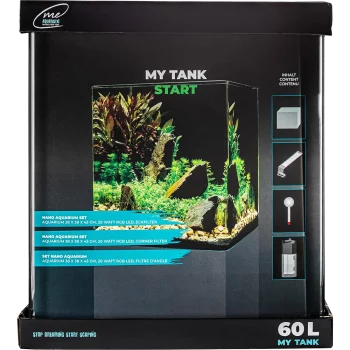 60 Liter Komplett-Aquarium inklusive Me Nano Clear 60 Eckfilter und smarter App-Steuerung.