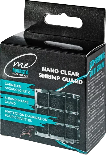 Feinporiger Filterschwamm Shrimp Guard verhindert das Einsaugen von Jungtieren in den Me Nano Clear Filter.