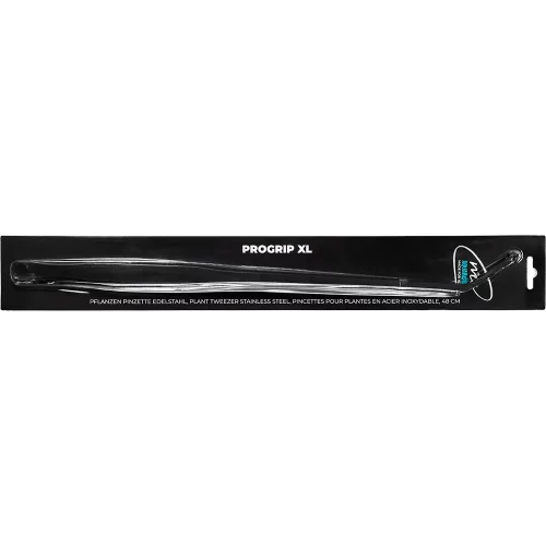 Me ProGrip XL Black gebogen (48 cm) – Professionelle XL-Pflanzenpinzette aus Edelstahl mit schwarzem Finish.